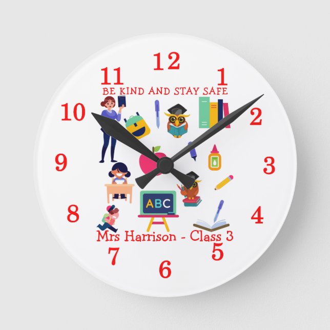 Horloge Ronde Soyez gentil Restez en sécurité Enseignant Étudian (Recto)