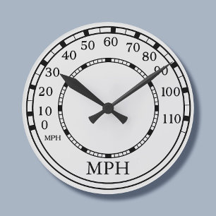 Horloge Ronde Speedometer MPH Garage White Clock