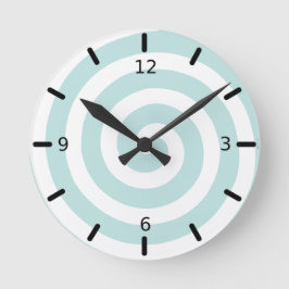 Horloge Ronde Spirale concentrique en sarcelle et blanc