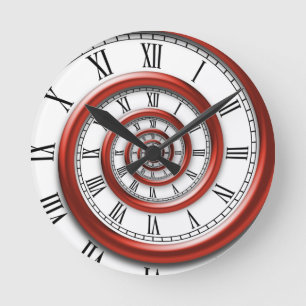 Horloge Ronde Spirale romaine - Rouge