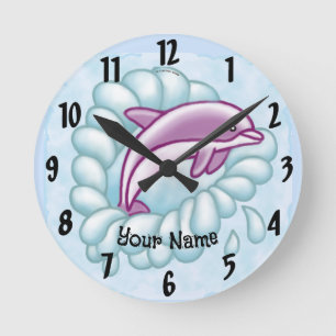 Horloge Ronde Splash de dauphin