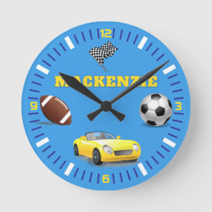 Horloge Ronde Sporty Joyeux Anniversaire BLEU