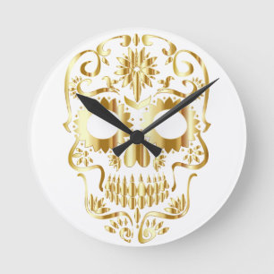Horloge Ronde Squelette Or déplaisant Cachette Face