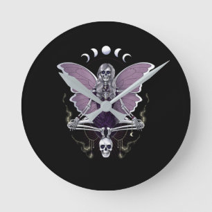 Horloge Ronde Squelette papillon Goth