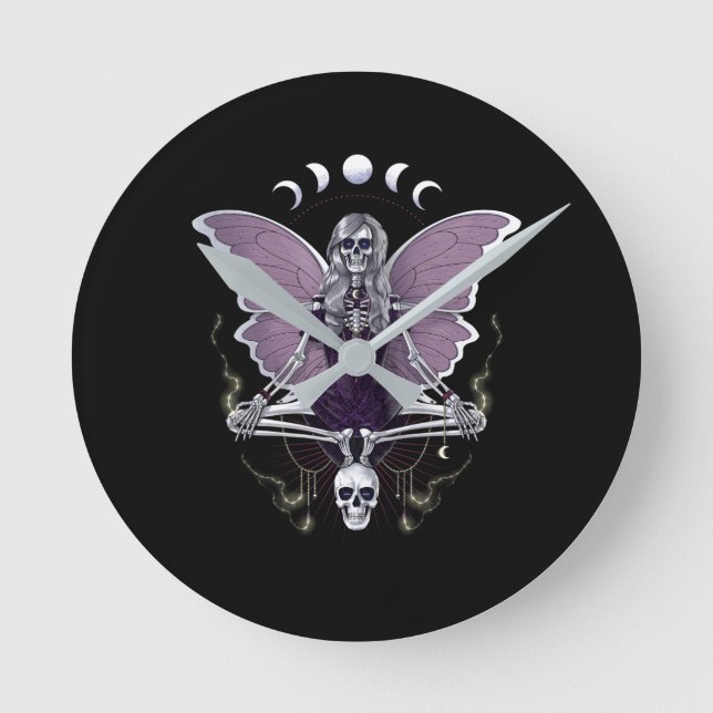 Horloge Ronde Squelette papillon Goth (Recto)