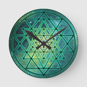 Horloge Ronde Sri vert mystique Yantra