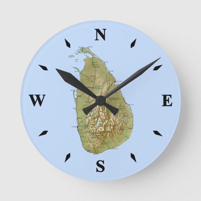 Horloge Ronde Srilankem Map Clock (Recto)