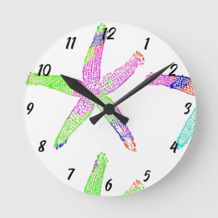 Horloge Ronde Starfish Coastal Beach Décor de pépinière multicol