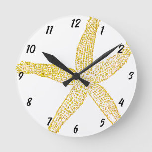 Horloge Ronde Starfish Gold Parties scintillant Maison Blanche J
