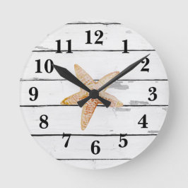 Horloge Ronde Starfish Peinture Beach Shiplap Décor rustique