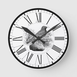 Horloge ronde Starling British Bird Illustration