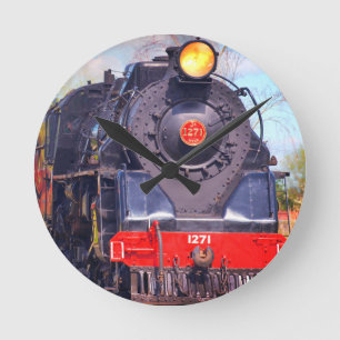 Horloge Ronde Steam Locomotive Train Chemin de fer Dons Roun