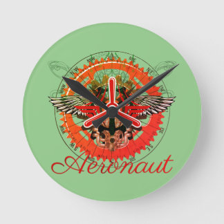 Horloge Ronde Steampunk Aeronaut, mécanique du ciel