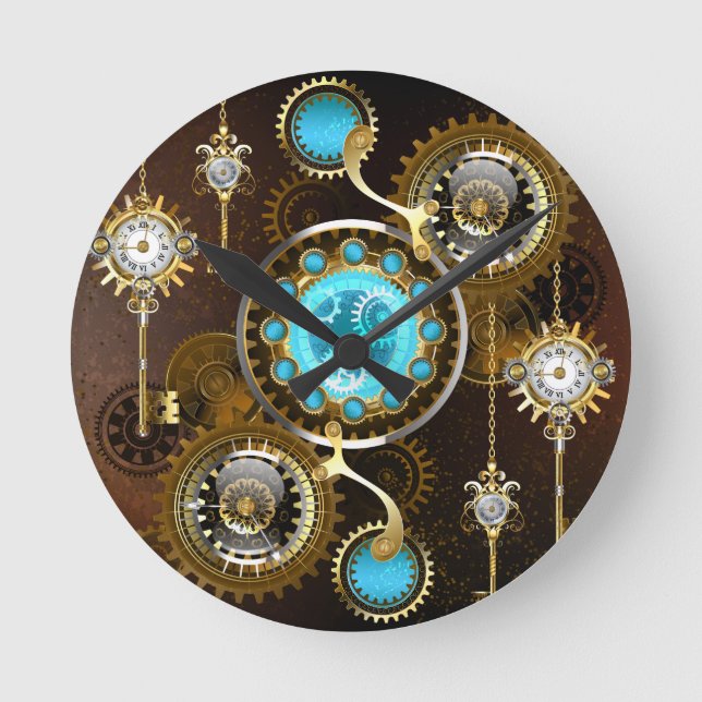 Horloge Ronde Steampunk Rusty Background (Recto)