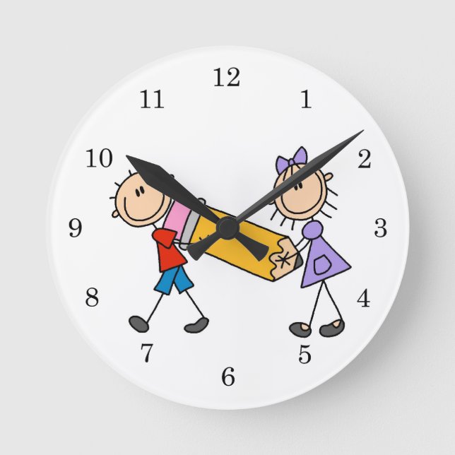 Horloge Ronde Stick Kids With Pencil (Recto)