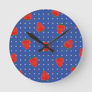 Horloge Ronde strawberry pattern with dots