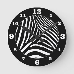Horloge Ronde Stripes Zèbre Noir Choisissez Votre Propre Combo