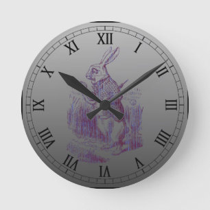 Horloge Ronde Style blanc de Letterpess de lapin