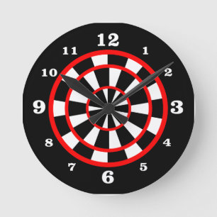 Horloge Ronde Style de tableau rouge blanc noir numérique