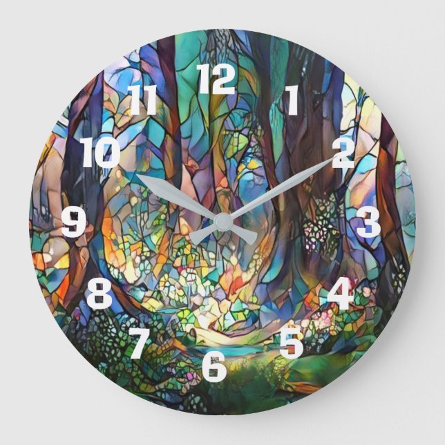 Horloge ronde style verre tendu de la forêt (Recto)