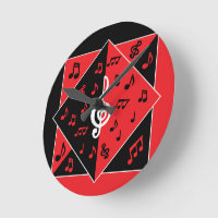 Stylish Art déco Music Notes Red White