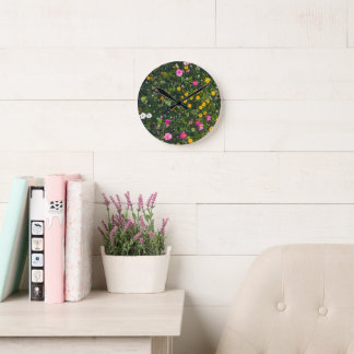 Horloge Ronde Stylish Watercolor Floral Pattern