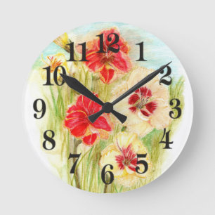 Horloge Ronde Sucrerie de crème anglaise et hémérocalles