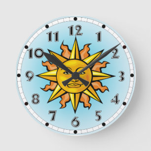 Horloge Ronde Sun font face à l'horloge