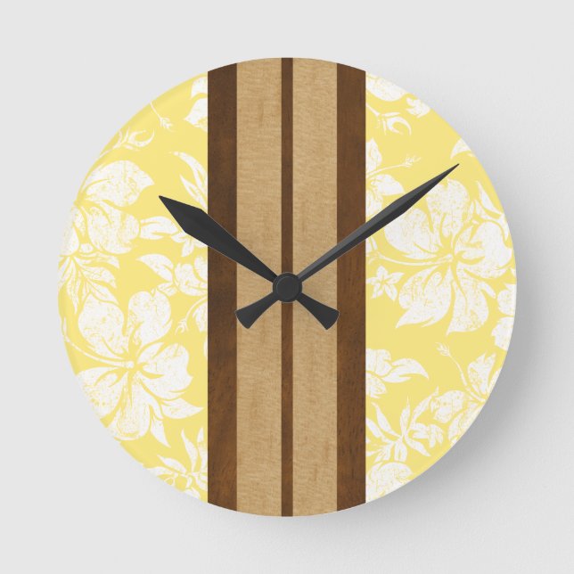 Horloge Ronde Sunset Beach Surboard Hawaiian Horaires murales (Recto)