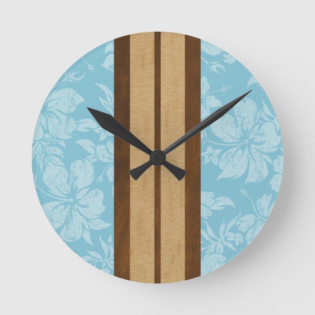 Horloge Ronde Sunset Beach Surboard Hawaiian Horaires murales (Recto)