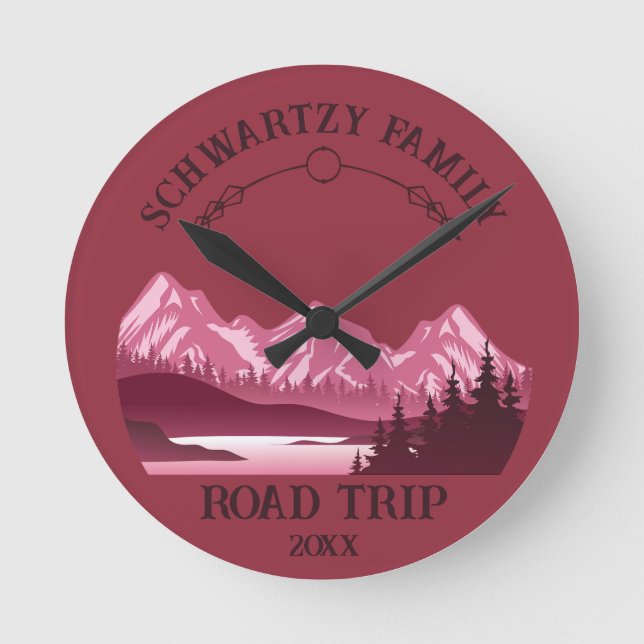 Horloge Ronde Sunset vintage Red Mountain Lake (Recto)