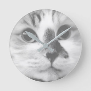 Horloge Ronde SUPER CUTE Cat Closeup Portrait Photograph