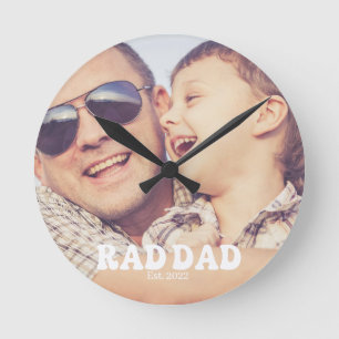Horloge Ronde Super Papa Année de Fondation Photo Rétro