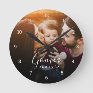 Horloge Ronde Superposition de photo de famille personnalisée av
