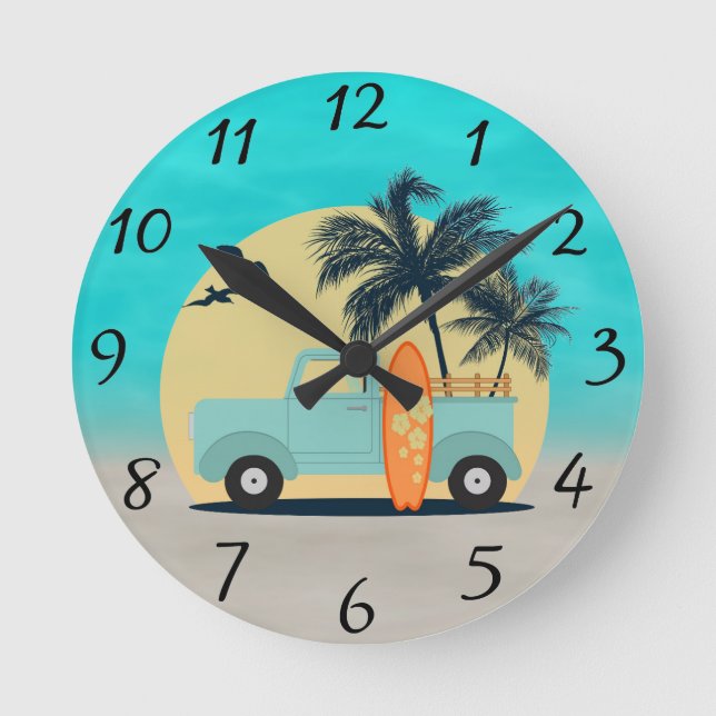 Horloge Ronde Surf Retro (Recto)