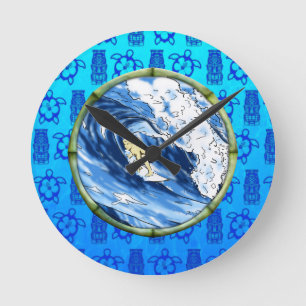 Horloge Ronde Surfer en cercle en bambou