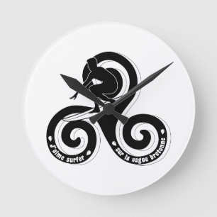 Horloge Ronde Surfer sur la vague bretonne (version homme)
