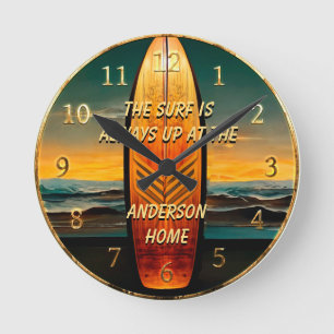 Horloge Ronde Surfing Ocean Family