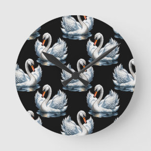 Horloge Ronde Swan Birds Design Motif