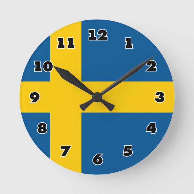 Horloge Ronde Swedish flag of Sweden custom round wall clock (Recto)