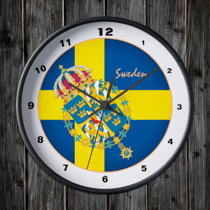 Horloge Ronde Swedish Flag & Sweden trendy fashion /design
