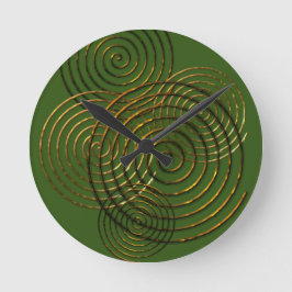 Horloge Ronde Symbole celtique spirale or métallique