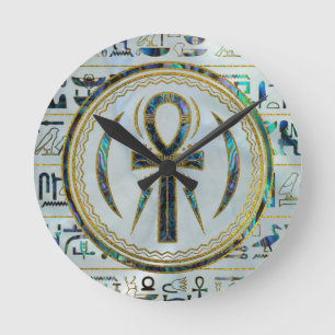 Horloge Ronde Symbole croisé d'Ankh d'Egyptien de Shell d'ormea