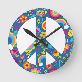 Horloge Ronde SYMBOLE DE LA PAIX DE HAUT-60S Boho