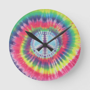 Horloge Ronde SYMBOLE DE LA PAIX Tie Dye
