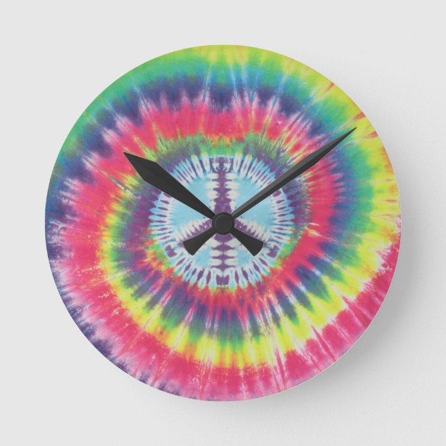 Horloge Ronde SYMBOLE DE LA PAIX Tie Dye (Recto)