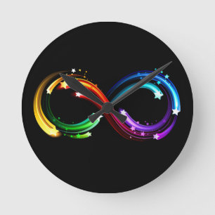 Horloge Ronde Symbole de l'infini des comètes arc-en-ciel