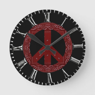 Horloge Ronde Symbole de paix rétro
