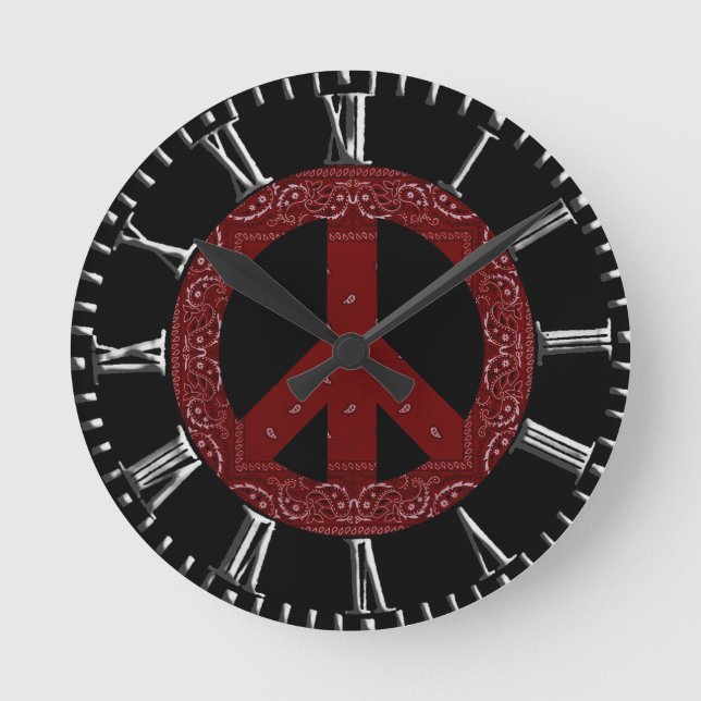 Horloge Ronde Symbole de paix rétro (Recto)