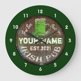 Horloge Ronde Symbole de pub irlandais personnalisé Grande horlo